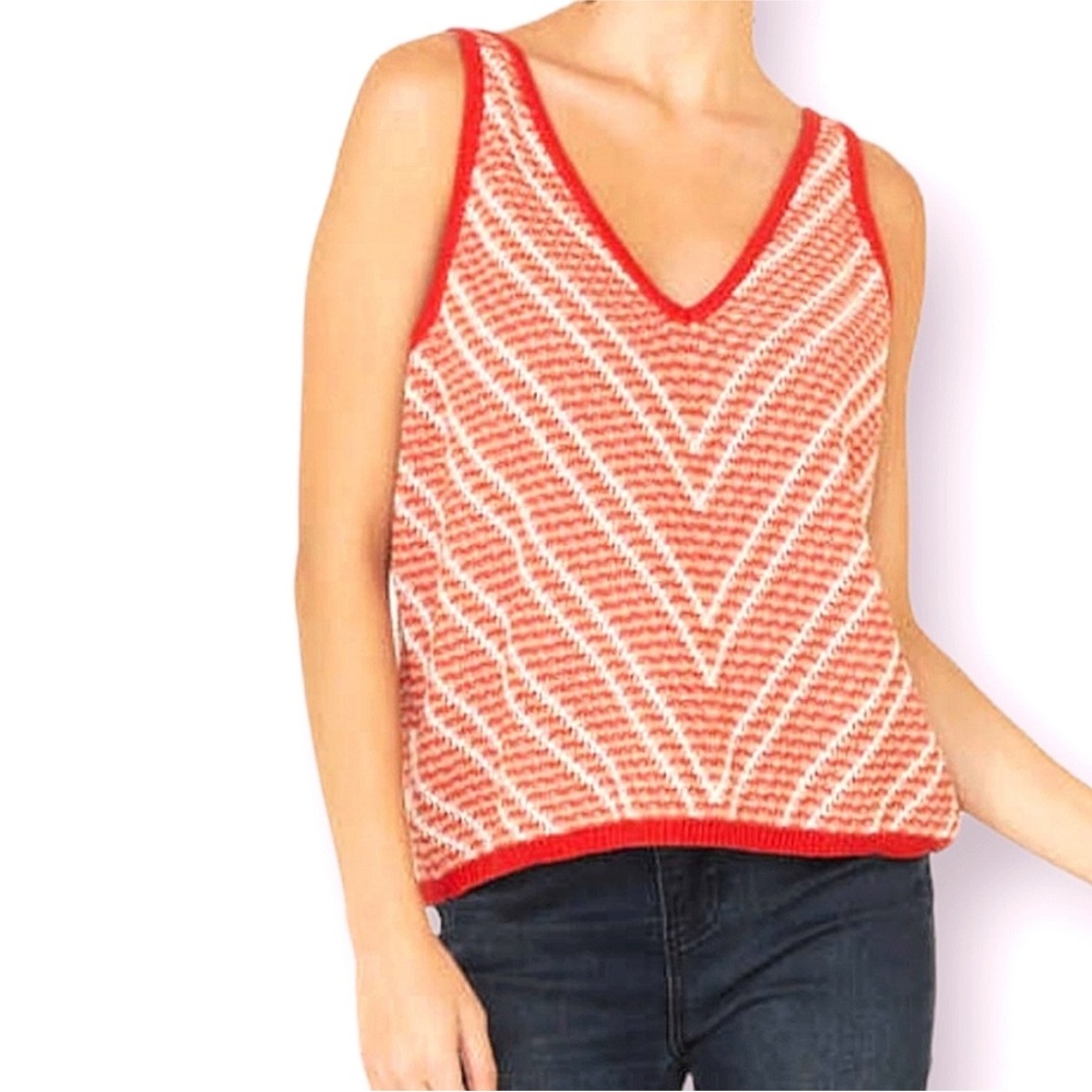 Wrangler Retro Red and White Chevron Knit Tank Top